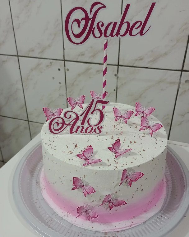 Bolo 15 anos borboletas